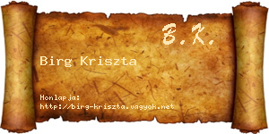 Birg Kriszta névjegykártya